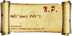 Nádasi Pál névjegykártya