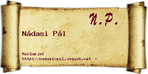 Nádasi Pál névjegykártya